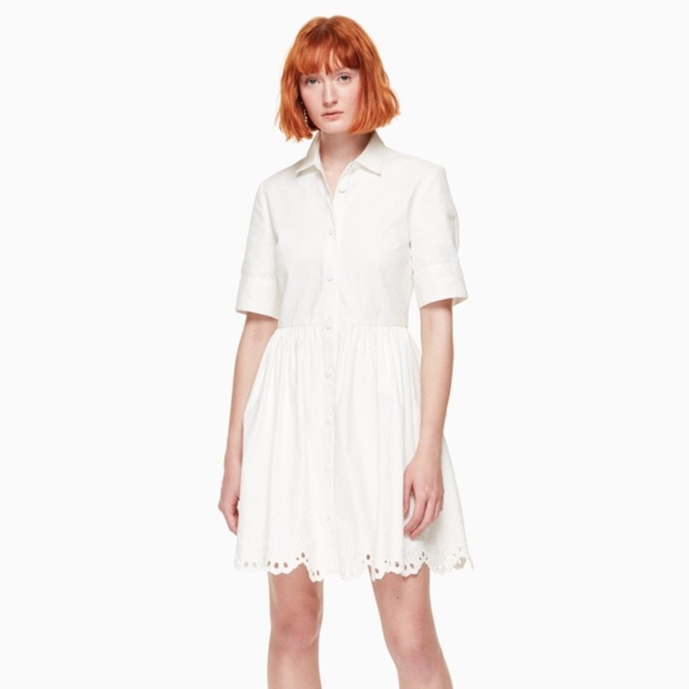 Kate Spade Denim Cutwork Dress White